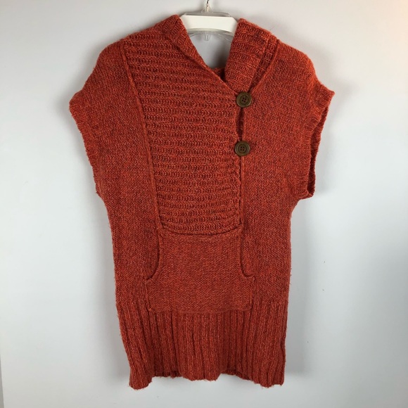 Free People Tops - Free People Knit Sweater Tunic Hoodie Orange